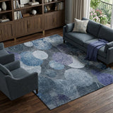 8' X 10' Blue And Denim Blue Geometric Shag Washable Area Rug With UV Protection - HomeRoots - Flyclothing LLC