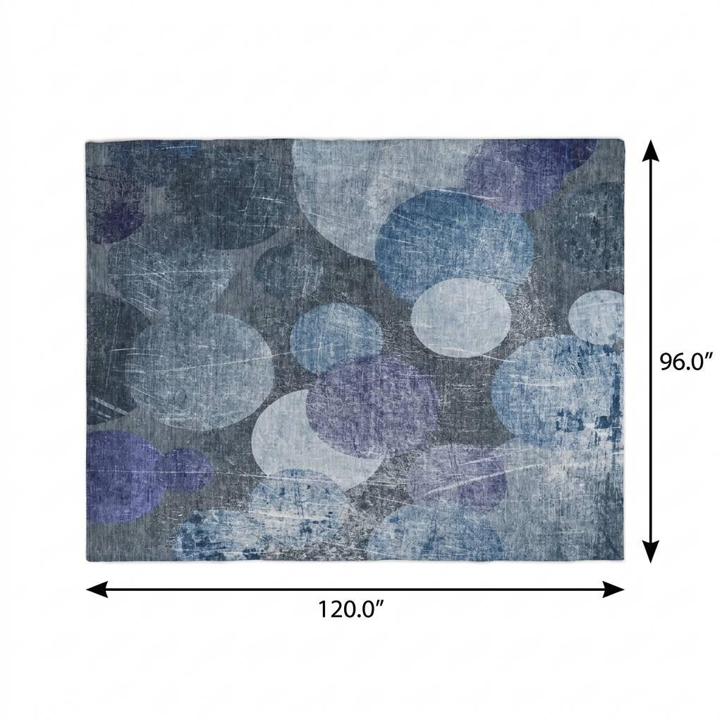 8' X 10' Blue And Denim Blue Geometric Shag Washable Area Rug With UV Protection - HomeRoots - Flyclothing LLC