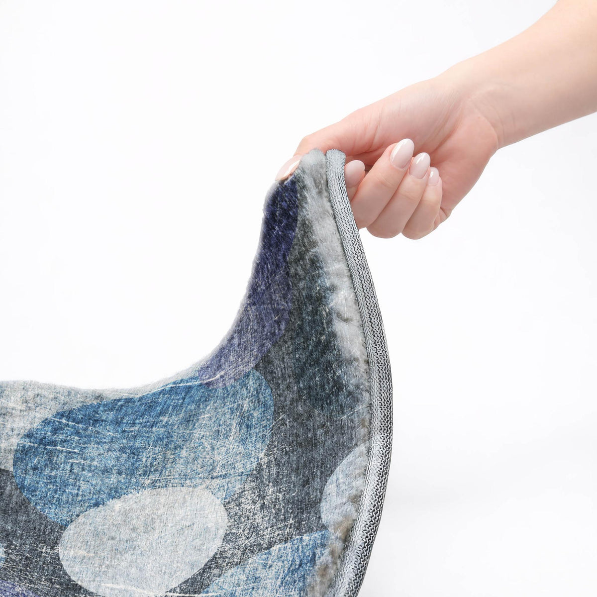 9' X 12' Blue And Denim Blue Geometric Shag Washable Area Rug With UV Protection - HomeRoots - Flyclothing LLC