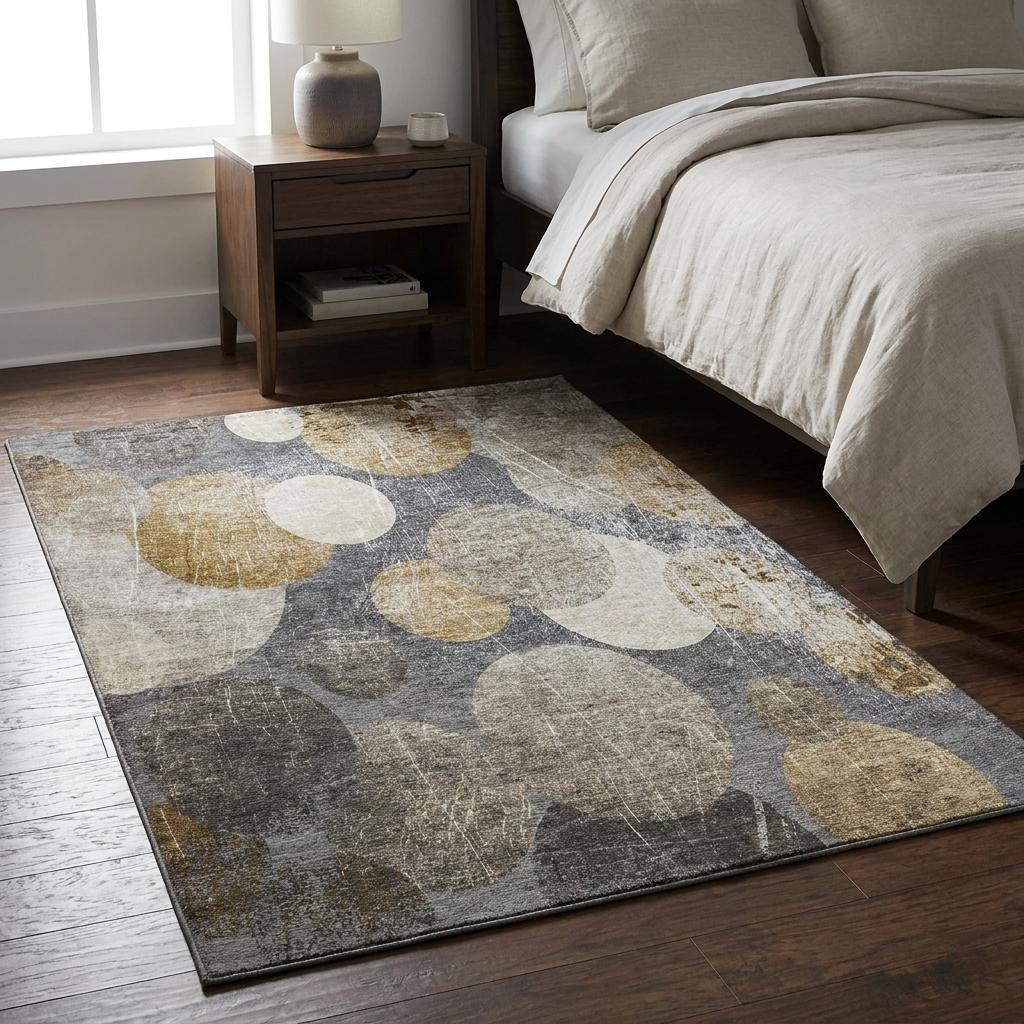 3' X 5' Brown And Taupe Geometric Shag Washable Area Rug With UV Protection - HomeRoots - Flyclothing LLC