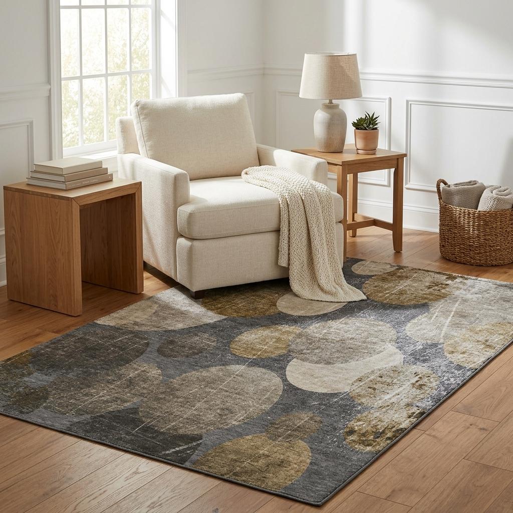 5' X 8' Brown And Taupe Geometric Shag Washable Area Rug With UV Protection - HomeRoots - Flyclothing LLC