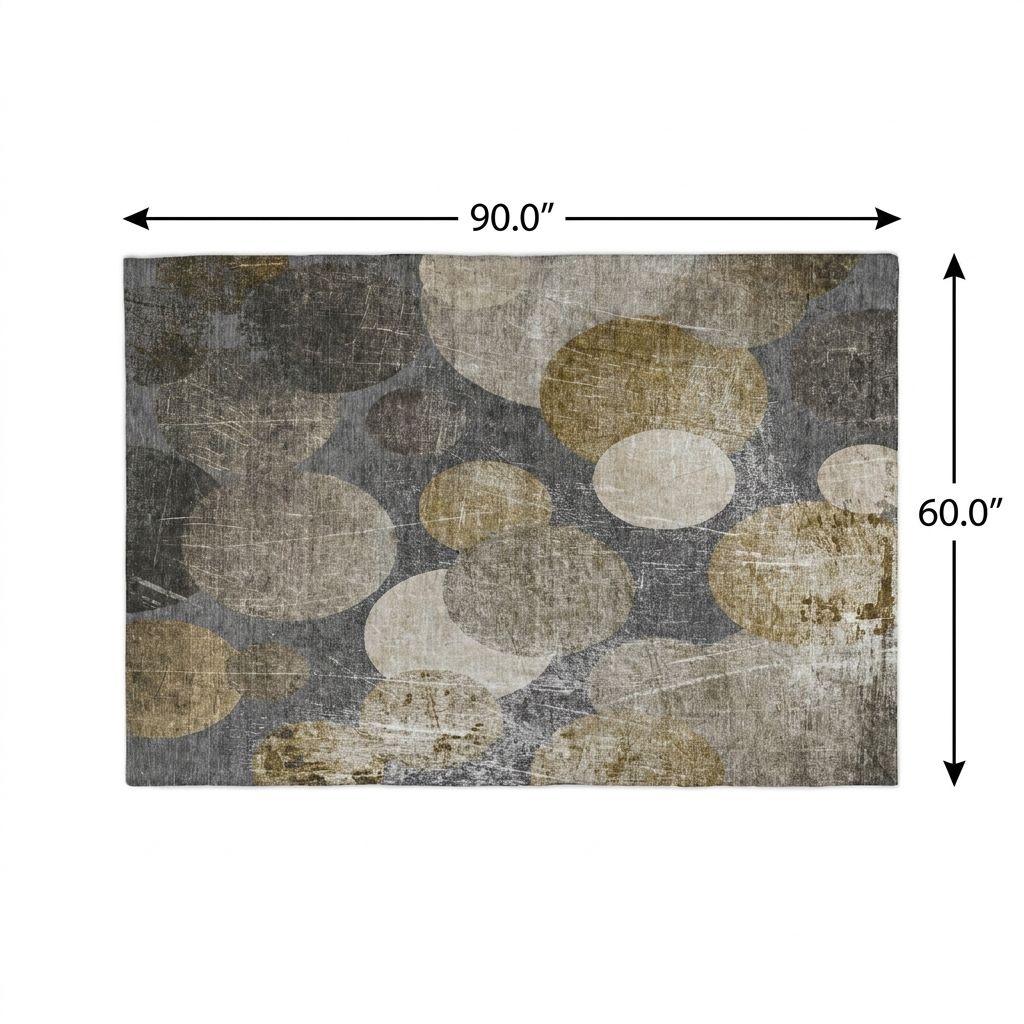 5' X 8' Brown And Taupe Geometric Shag Washable Area Rug With UV Protection - HomeRoots - Flyclothing LLC