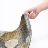 8' Brown And Taupe Geometric Shag Washable Round Rug With UV Protection - HomeRoots - Flyclothing LLC