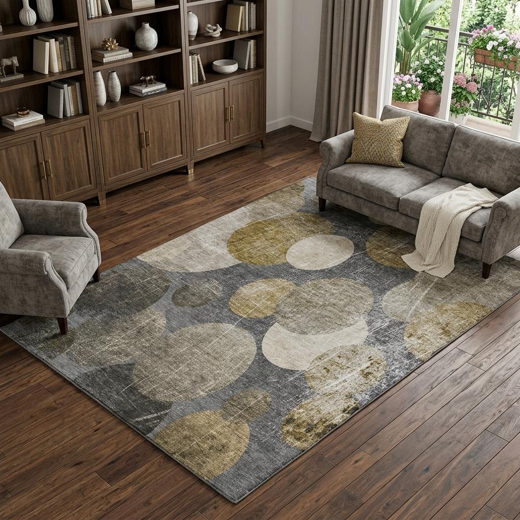 9' X 12' Brown And Taupe Geometric Shag Washable Area Rug With UV Protection - HomeRoots - Flyclothing LLC