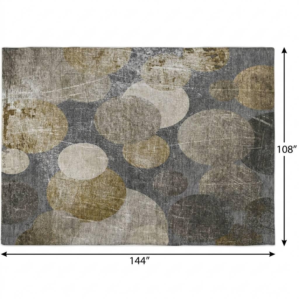 9' X 12' Brown And Taupe Geometric Shag Washable Area Rug With UV Protection - HomeRoots - Flyclothing LLC