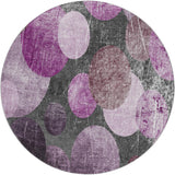 8' Red And Purple Geometric Shag Washable Round Rug With UV Protection - HomeRoots - Flyclothing LLC