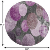 8' Red And Purple Geometric Shag Washable Round Rug With UV Protection - HomeRoots - Flyclothing LLC