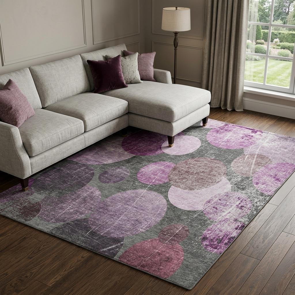 8' X 10' Red And Purple Geometric Shag Washable Area Rug With UV Protection - HomeRoots - Flyclothing LLC