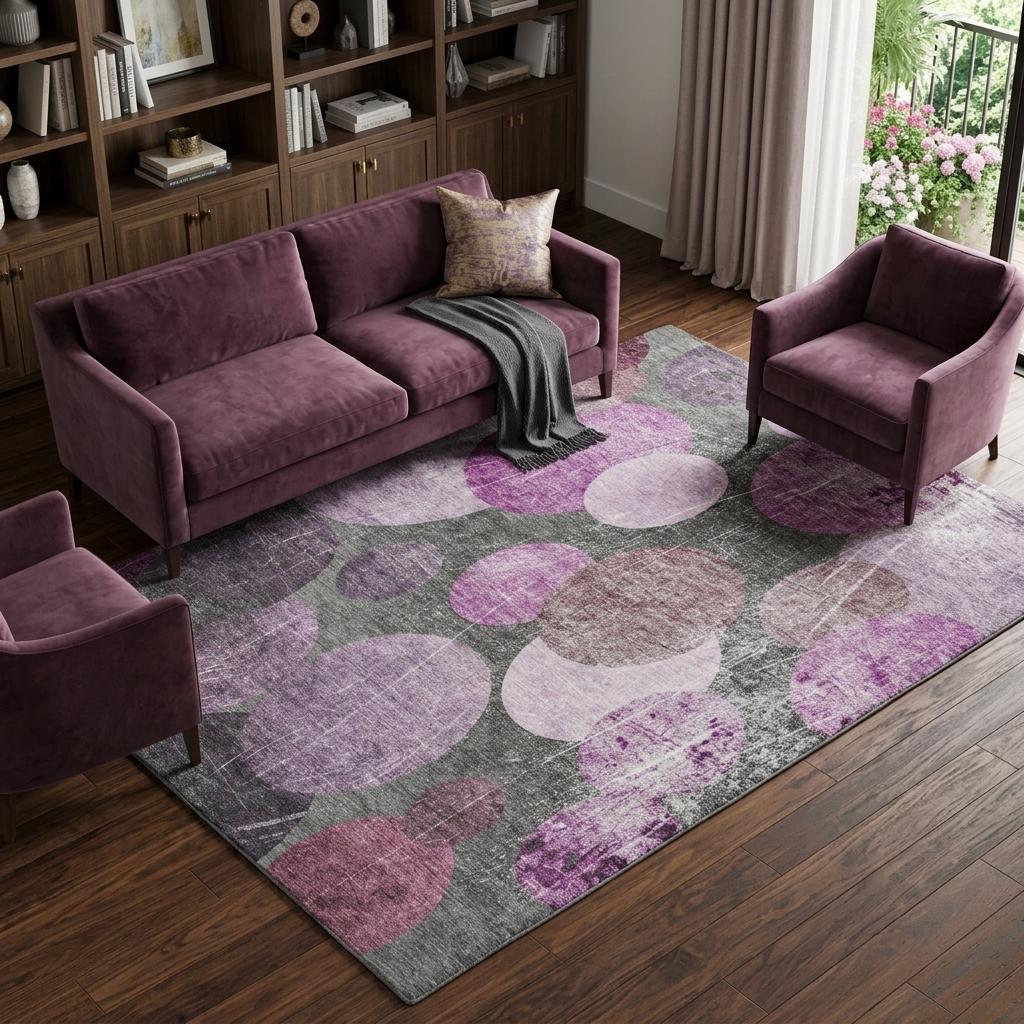 9' X 12' Red And Purple Geometric Shag Washable Area Rug With UV Protection - HomeRoots - Flyclothing LLC