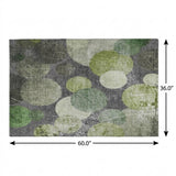 3' X 5' Green And Gray Geometric Shag Washable Area Rug With UV Protection - HomeRoots - Flyclothing LLC