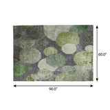 5' X 8' Green And Gray Geometric Shag Washable Area Rug With UV Protection - HomeRoots - Flyclothing LLC