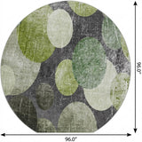 8' Green And Gray Geometric Shag Washable Round Rug With UV Protection - HomeRoots - Flyclothing LLC