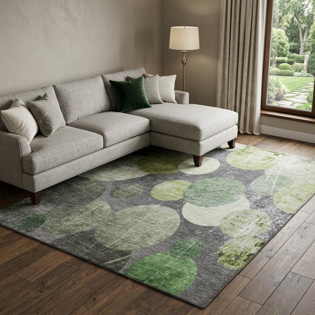 8' X 10' Green And Gray Geometric Shag Washable Area Rug With UV Protection - HomeRoots - Flyclothing LLC
