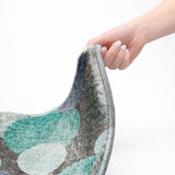 3' X 5' Teal And Navy Blue Geometric Shag Washable Area Rug With UV Protection - HomeRoots - Flyclothing LLC
