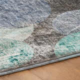 5' X 8' Teal And Navy Blue Geometric Shag Washable Area Rug With UV Protection - HomeRoots - Flyclothing LLC