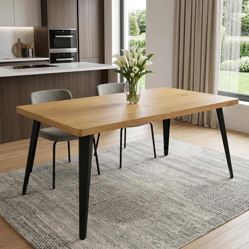 63" Natural And Black Wood And Iron Dining Table - HomeRoots - Flyclothing LLC