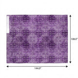 9' X 12' Eggplant And Ivory Medallion Shag Washable Area Rug With UV Protection - HomeRoots - Flyclothing LLC