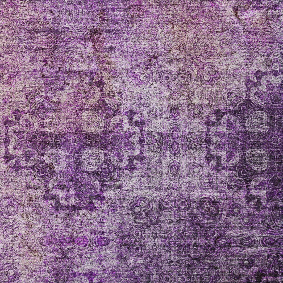 10' X 14' Eggplant And Ivory Medallion Shag Washable Area Rug With UV Protection - HomeRoots - Flyclothing LLC