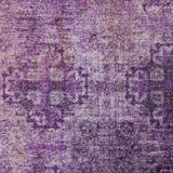 10' X 14' Eggplant And Ivory Medallion Shag Washable Area Rug With UV Protection - HomeRoots - Flyclothing LLC