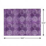 10' X 14' Eggplant And Ivory Medallion Shag Washable Area Rug With UV Protection - HomeRoots - Flyclothing LLC