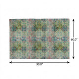 5' X 8' Green And Teal Medallion Shag Washable Area Rug With UV Protection - HomeRoots - Flyclothing LLC