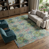 9' X 12' Green And Teal Medallion Shag Washable Area Rug With UV Protection - HomeRoots - Flyclothing LLC