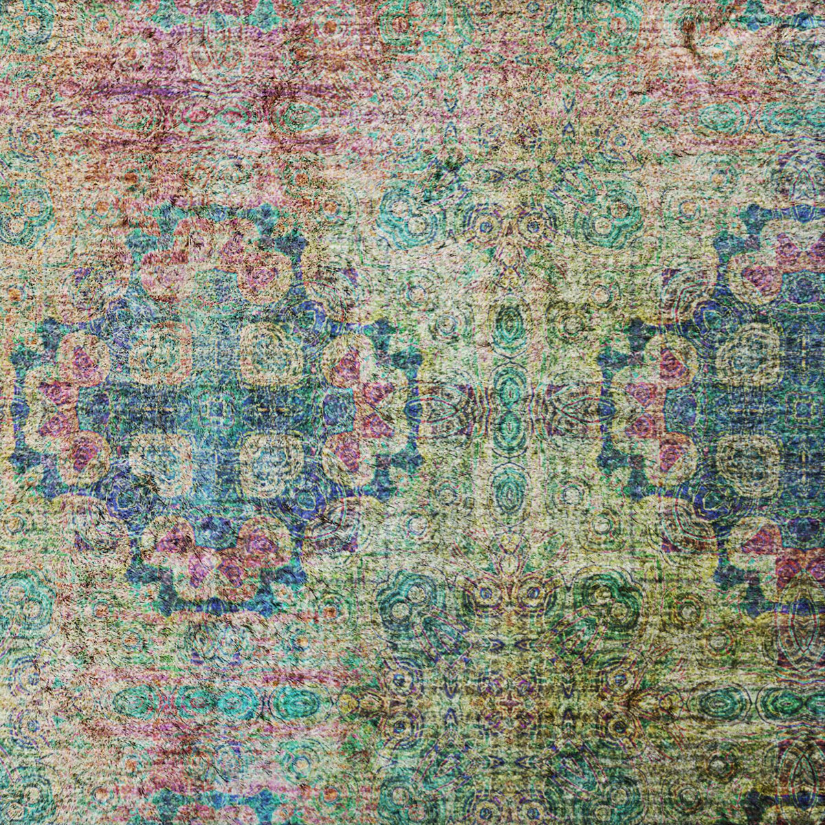 9' X 12' Green And Teal Medallion Shag Washable Area Rug With UV Protection - HomeRoots - Flyclothing LLC