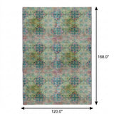 10' X 14' Green And Teal Medallion Shag Washable Area Rug With UV Protection - HomeRoots - Flyclothing LLC
