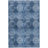 5' X 8' Navy Blue And Ivory Medallion Shag Washable Area Rug With UV Protection - HomeRoots - Flyclothing LLC
