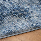 10' X 14' Navy Blue And Ivory Medallion Shag Washable Area Rug With UV Protection - HomeRoots - Flyclothing LLC