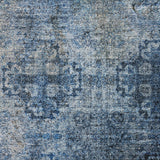 10' X 14' Navy Blue And Ivory Medallion Shag Washable Area Rug With UV Protection - HomeRoots - Flyclothing LLC