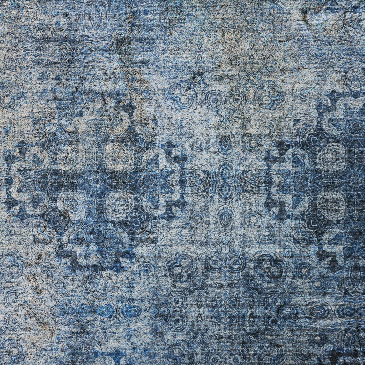 10' X 14' Navy Blue And Ivory Medallion Shag Washable Area Rug With UV Protection - HomeRoots - Flyclothing LLC