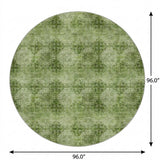8' Olive Green And Ivory Medallion Shag Washable Round Rug With UV Protection - HomeRoots - Flyclothing LLC