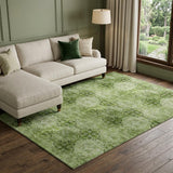9' X 12' Olive Green And Ivory Medallion Shag Washable Area Rug With UV Protection - HomeRoots - Flyclothing LLC