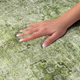 9' X 12' Olive Green And Ivory Medallion Shag Washable Area Rug With UV Protection - HomeRoots - Flyclothing LLC