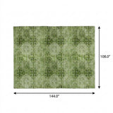 9' X 12' Olive Green And Ivory Medallion Shag Washable Area Rug With UV Protection - HomeRoots - Flyclothing LLC