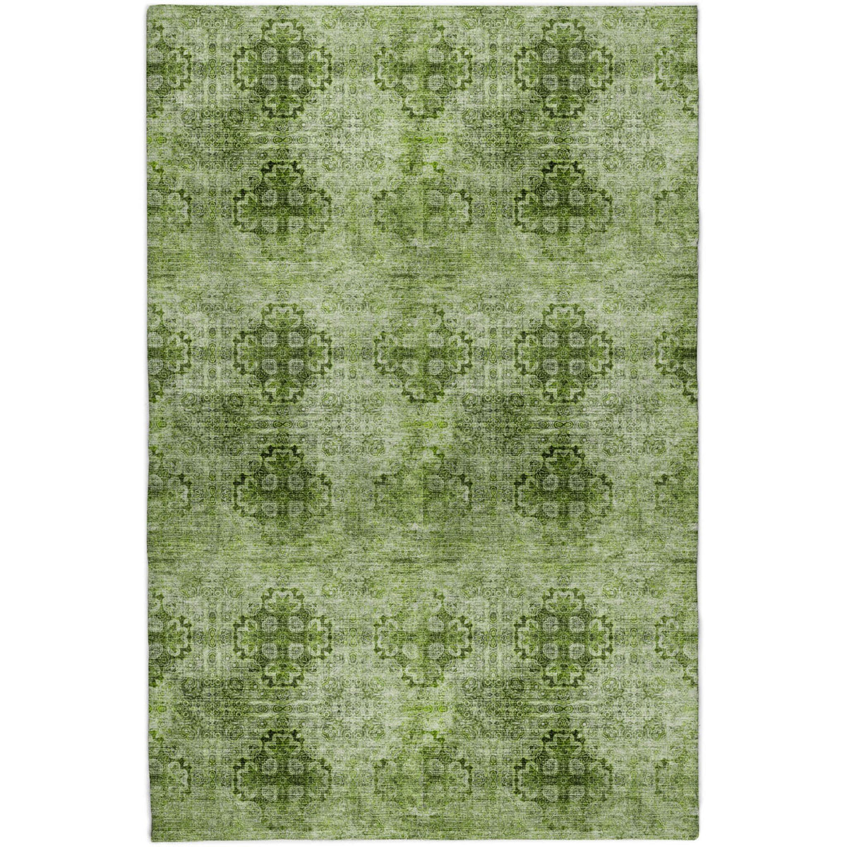 10' X 14' Olive Green And Ivory Medallion Shag Washable Area Rug With UV Protection - HomeRoots - Flyclothing LLC