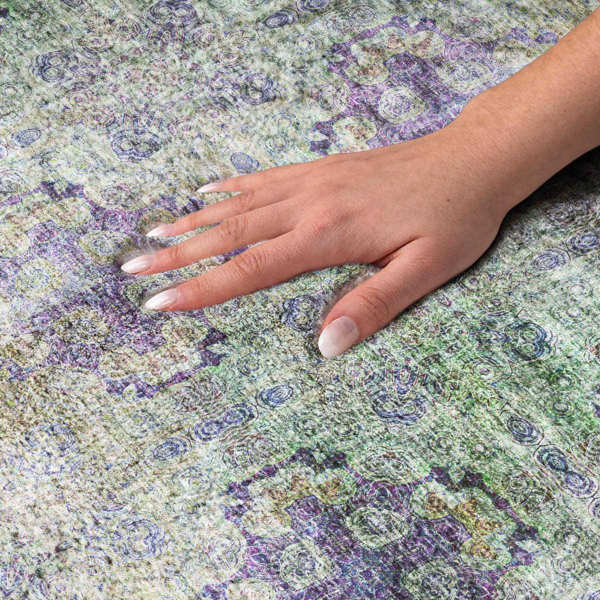 5' X 8' Purple And Gold Medallion Shag Washable Area Rug With UV Protection - HomeRoots - Flyclothing LLC
