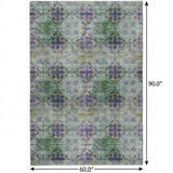 5' X 8' Purple And Gold Medallion Shag Washable Area Rug With UV Protection - HomeRoots - Flyclothing LLC