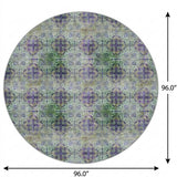 8' Purple And Gold Medallion Shag Washable Round Rug With UV Protection - HomeRoots - Flyclothing LLC
