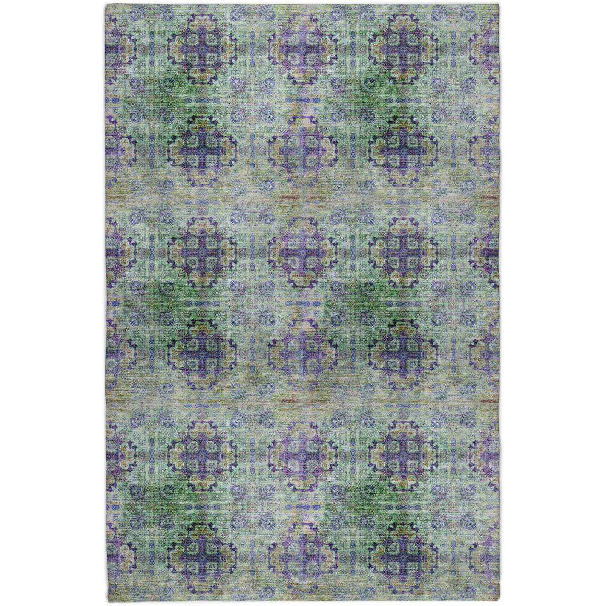 10' X 14' Purple And Gold Medallion Shag Washable Area Rug With UV Protection - HomeRoots - Flyclothing LLC