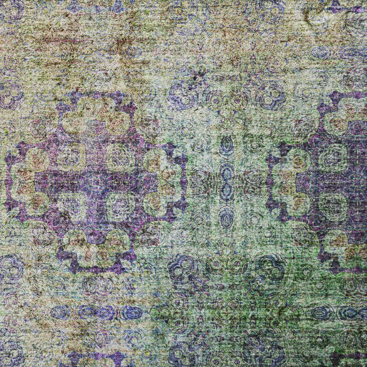 10' X 14' Purple And Gold Medallion Shag Washable Area Rug With UV Protection - HomeRoots - Flyclothing LLC
