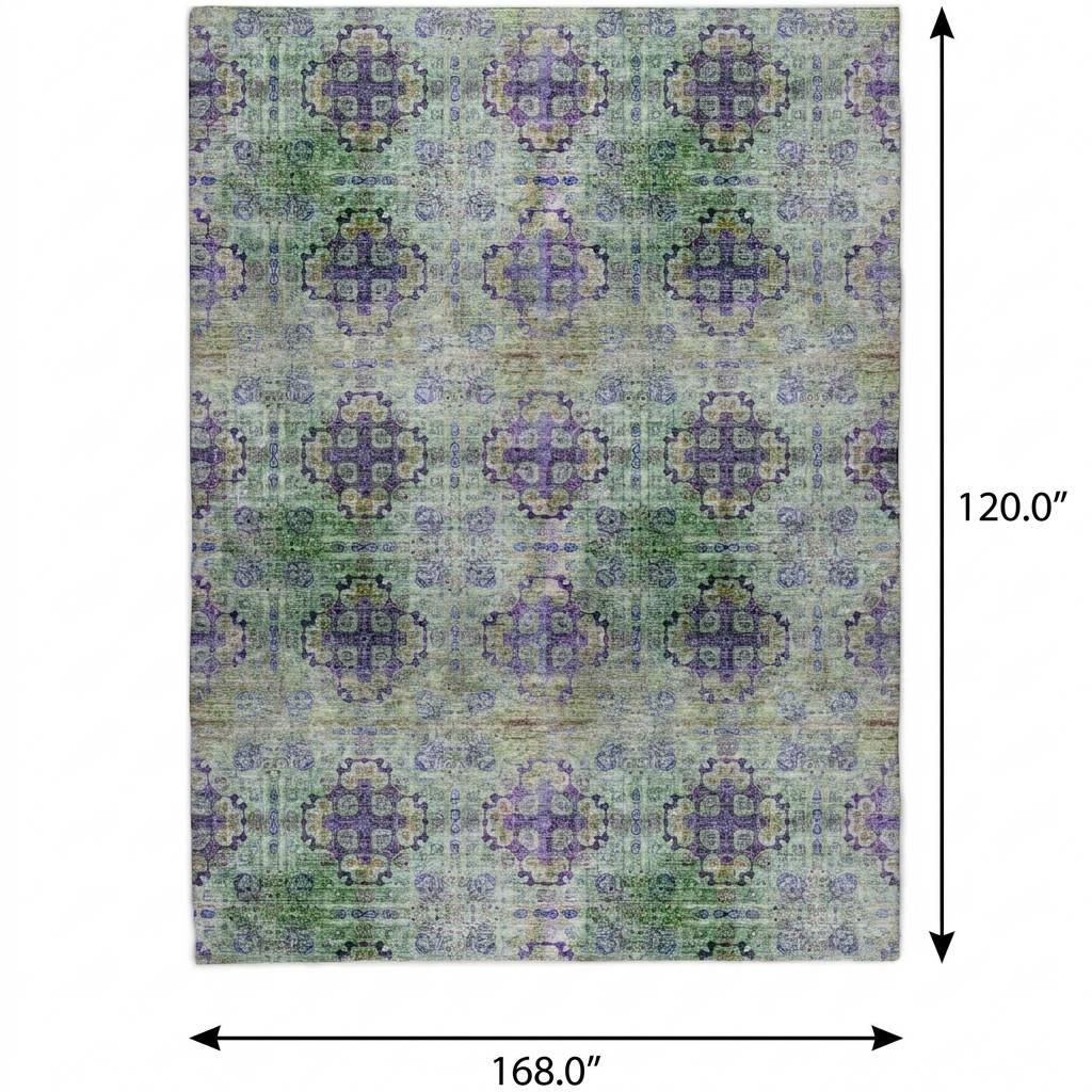 10' X 14' Purple And Gold Medallion Shag Washable Area Rug With UV Protection - HomeRoots - Flyclothing LLC