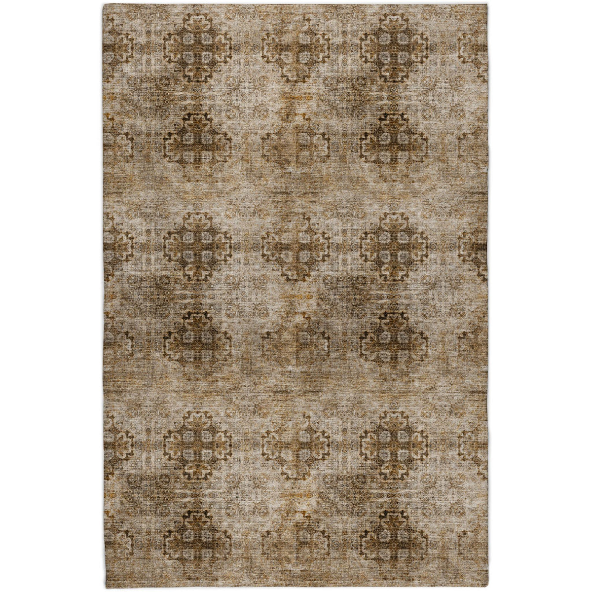 9' X 12' Taupe And Copper Medallion Shag Washable Area Rug With UV Protection - HomeRoots - Flyclothing LLC
