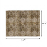 9' X 12' Taupe And Copper Medallion Shag Washable Area Rug With UV Protection - HomeRoots - Flyclothing LLC