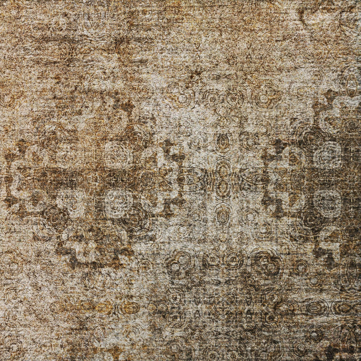 10' X 14' Taupe And Copper Medallion Shag Washable Area Rug With UV Protection - HomeRoots - Flyclothing LLC