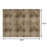 10' X 14' Taupe And Copper Medallion Shag Washable Area Rug With UV Protection - HomeRoots - Flyclothing LLC