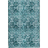 5' X 8' Teal And Ivory Medallion Shag Washable Area Rug With UV Protection - HomeRoots - Flyclothing LLC