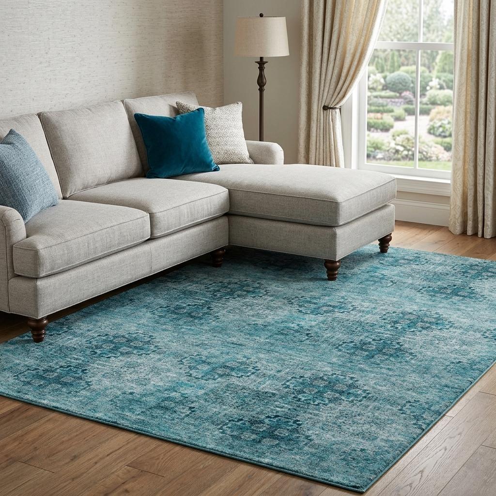 8' X 10' Teal And Ivory Medallion Shag Washable Area Rug With UV Protection - HomeRoots - Flyclothing LLC