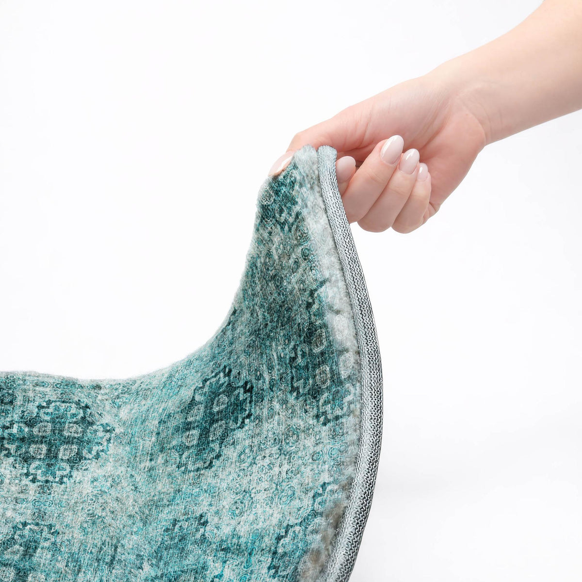 8' X 10' Teal And Ivory Medallion Shag Washable Area Rug With UV Protection - HomeRoots - Flyclothing LLC